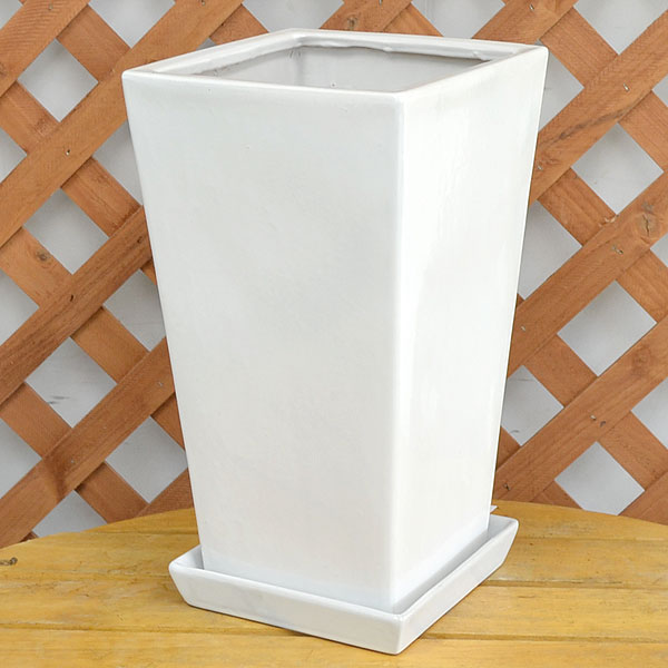 スクエア陶器鉢L ホワイト 7号サイズ