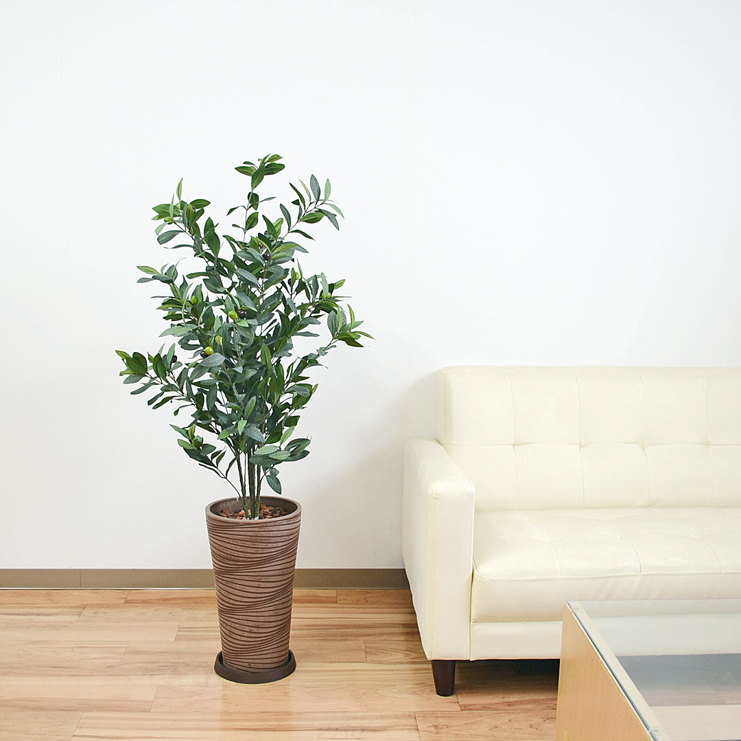 人工観葉植物 オリーブ実付き デザイン鉢 イメージ3